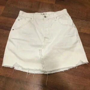 We The Free Destroyed‎ White Denim Mini Skirt Womens Size 28
